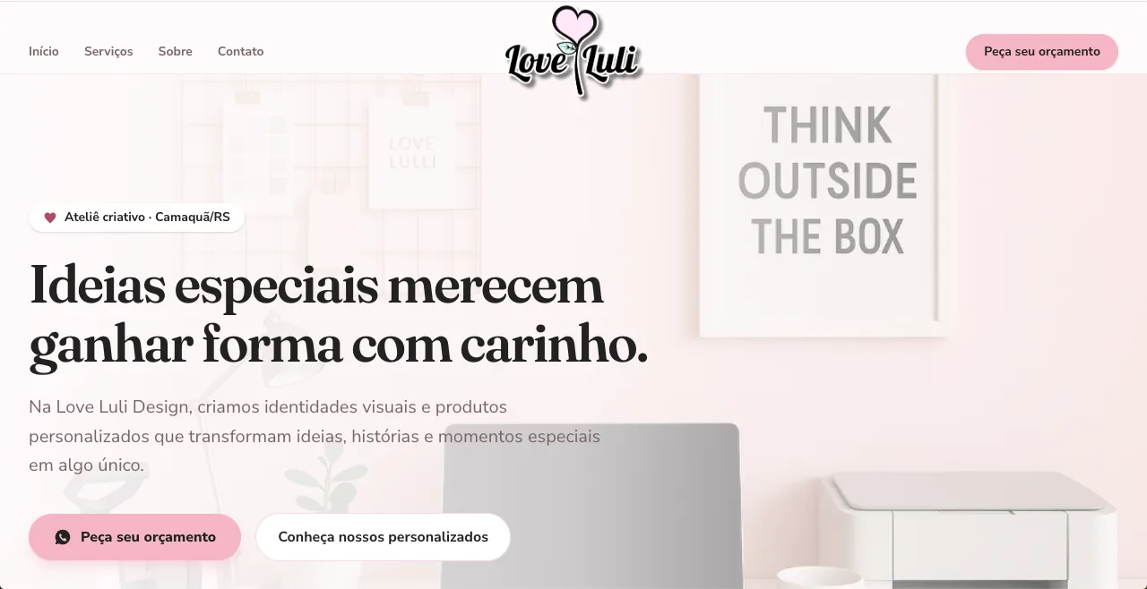 Site da Love Luli Design desenvolvido pela Velaz Design